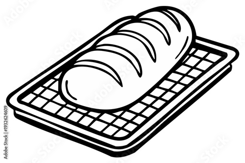 Freshly Baked Loaf of Bread on Cooling Rack Illustration