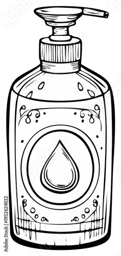Illustration of Hand Soap Dispenser with Water Drop Symbol
