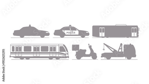 Vehicular Silhouette Spectrum: A captivating collection of vehicle silhouettes, each representing a unique mode of transport, ready to convey movement, function, and purpose.