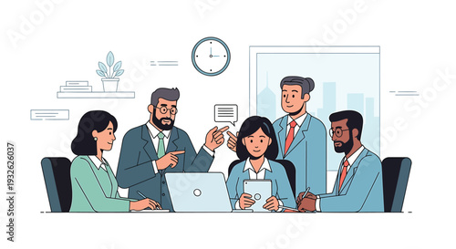 Vector illustration of business people in a meeting