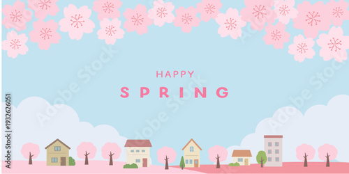 春のバナーイラスト　春の背景イラスト　　桜のバナー　春素材