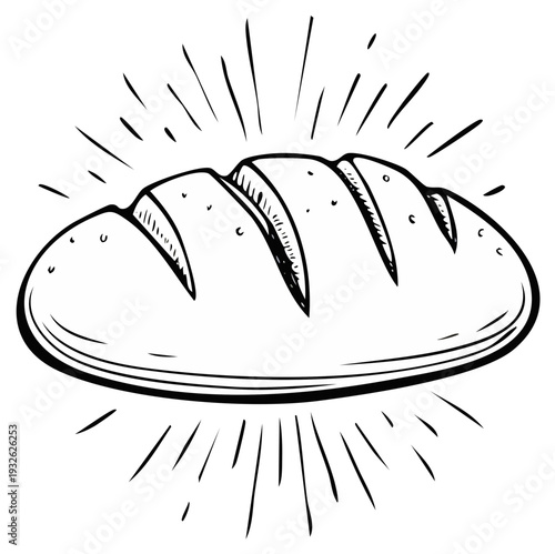 Artistic bread loaf illustration with radiating lines element