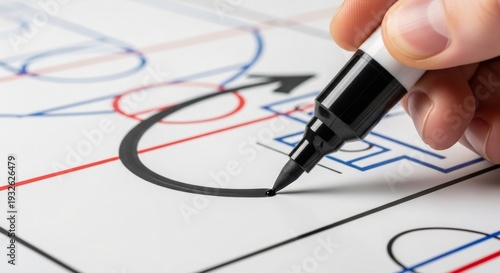 Hockey Coach Drawing Play Strategy on Whiteboard