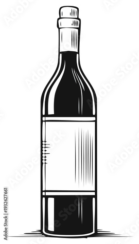 Elegant wine bottle vector illustration. Graphic design element for wine tasting.