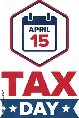 A graphic displays april 15th as tax day with a calendar icon