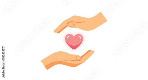Vector illustration of hands holding a heart