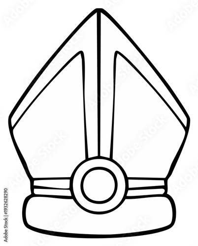 Religious bishop mitre, line drawing