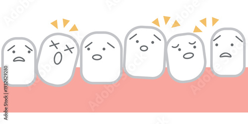 歯並びが悪い歯のキャラクターのイラスト素材