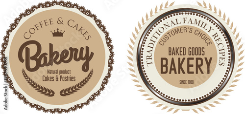 Bakery logos with vintage design and brown color scheme