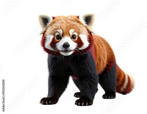 Red panda cub toy figure with textured fur and expressive face for playful wildlife illustration