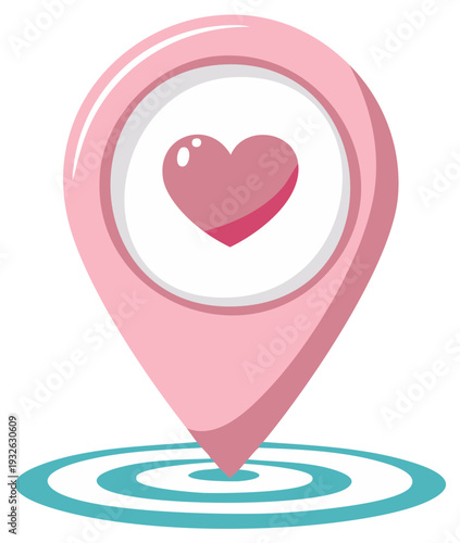 Map pin with heart icon representing a love location or romantic destination vector illustration