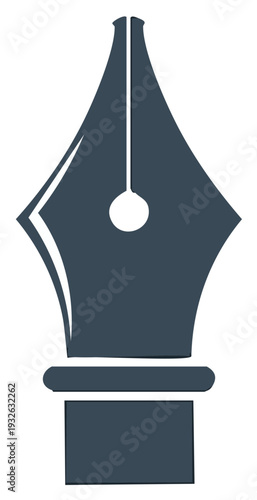 Classic dark gray fountain pen nib symbol for writing and calligraphy