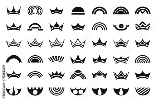 Royal crown icon set symbol collection