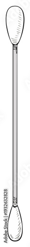 Illustration of a single cotton swab, medical hygiene and ear care product
