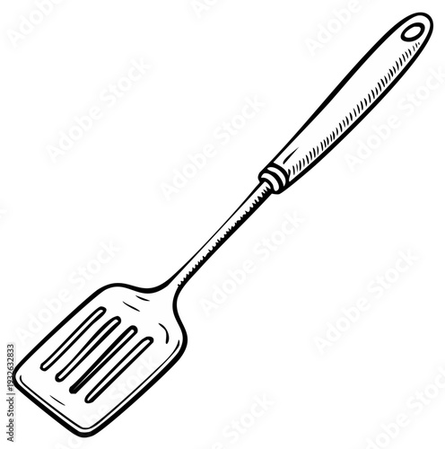 Hand Drawn Kitchen Spatula Utensil for Flipping Food Cooking and Grilling