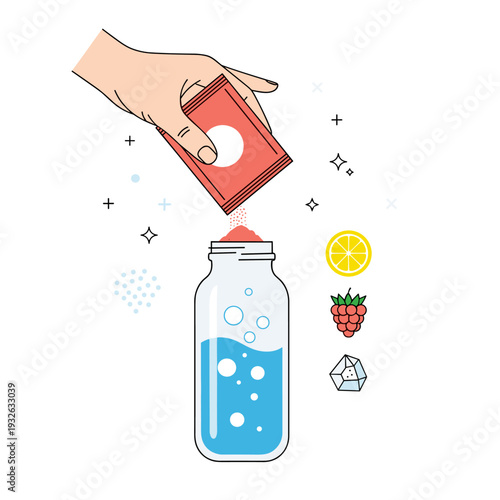 Flat Vector Illustration of Electrolyte Hydration Drink Mix