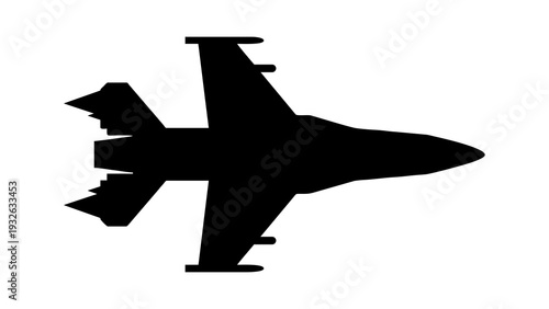 Military aircraft silhouette top down view wingspan
