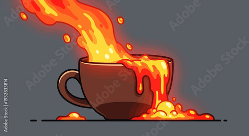 Vector illustration of a burning coffee cup