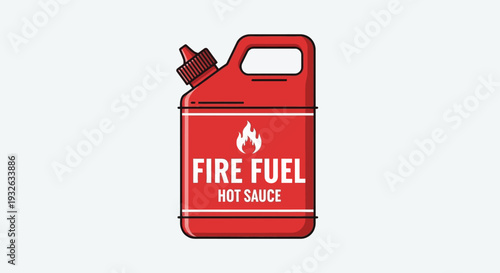 Vector illustration of red gas can with 'Fire Fuel Hot Sauce' label