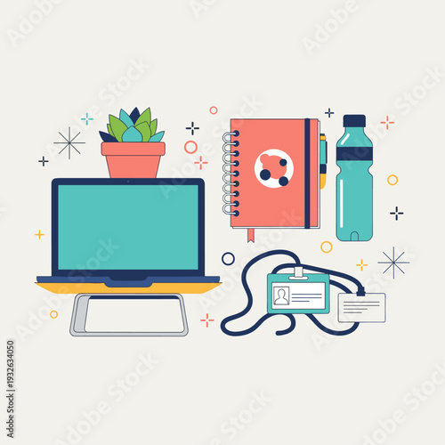 Summer Intern Onboarding Kit Flat Vector Illustration