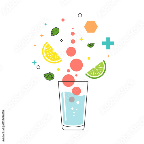 Flat Vector Illustration of a Hydration Electrolyte Drink