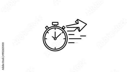 Stopwatch with Arrow - Time Management and Efficiency Concept.