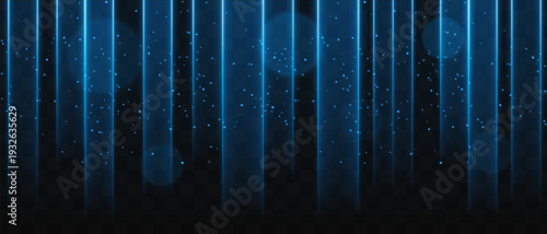 White vertical light curtain on transparent grid composition. Multiple glowing columns, scattered light dots, soft circular bokeh, subtle gradient fade, luminous illumination effect.
