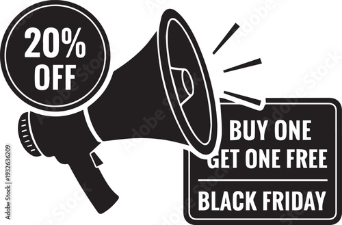 Black friday sale megaphone announcement