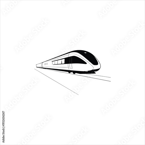 A black and white drawing of a train