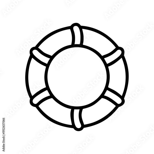 Lifebuoy ring outline vector illustration for water safety and rescue equipment and nautical theme design