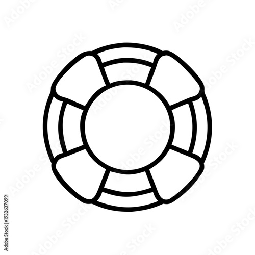Lifebuoy ring vector icon outline drawing for safety and rescue at sea or swimming pool lifeguard symbol