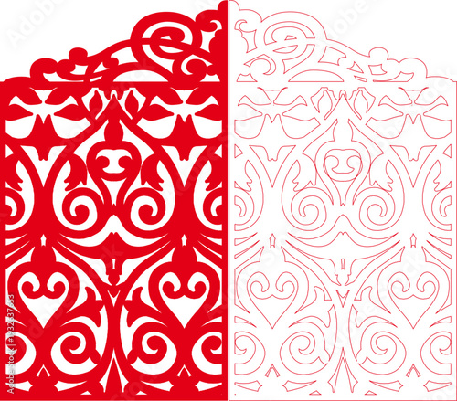 Romantic Ornamental Heart Scrollwork Pattern in Red and Pink Colors