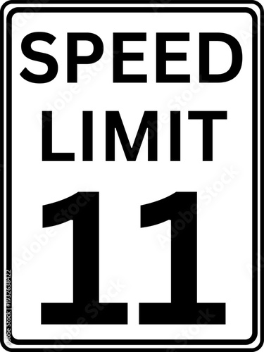Speed limit 11 mph traffic sign, Speed limit 11 miles per hour road sign