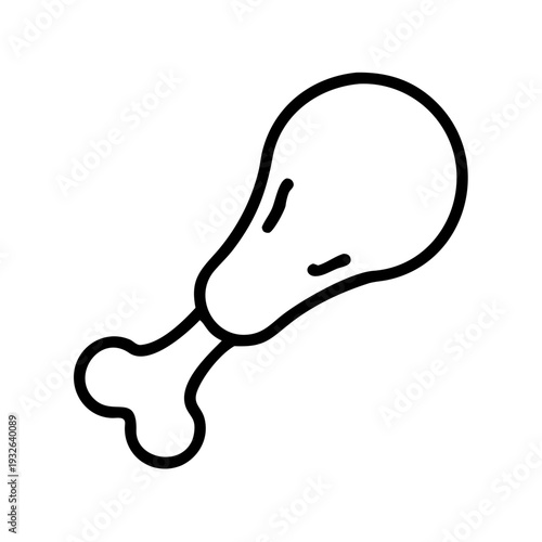 Chicken leg piece icon vector illustration, fried chicken drumstick, poultry meat, food and restaurant design