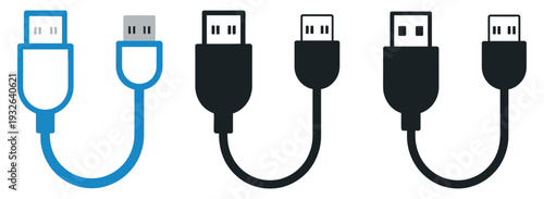 Micro USB cable icon flat vector, universal device connector, charging and sync cable