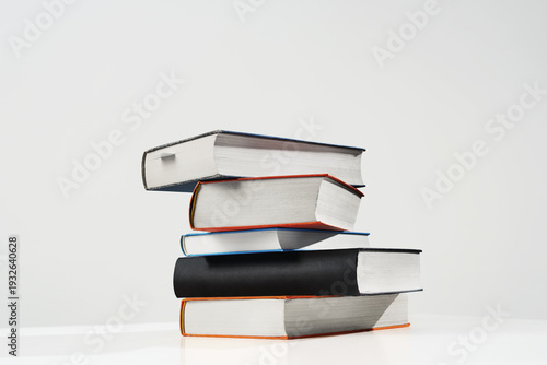  Pile of books isolated on free background.