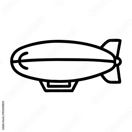 Outline drawing of vintage airship vector image for travel and transportation design and illustration needs
