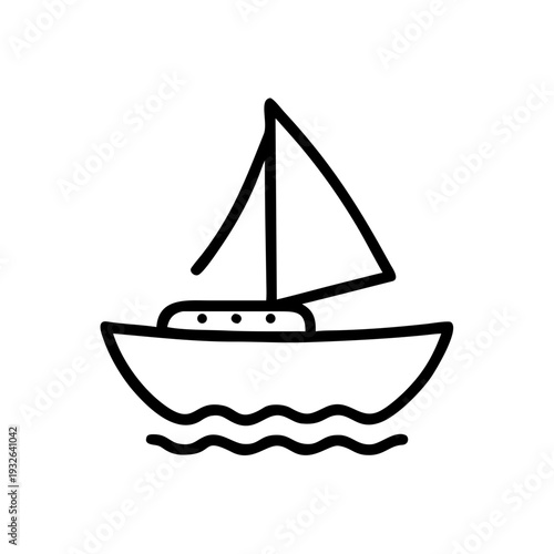 Simple sailboat sailing boat drawing vector illustration nautical vessel water transport outline line art icon