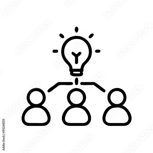 Brainstorming session icon representing team collaboration idea generation and problem solving process concept