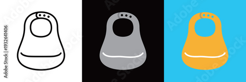 ベビー用エプロンのシンプルな線画アイコン