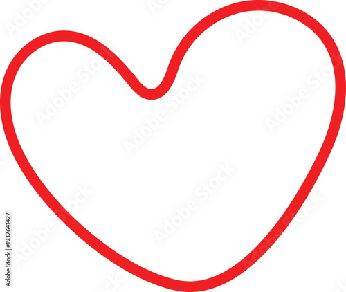 Red heart shape outline on for love and valentines day