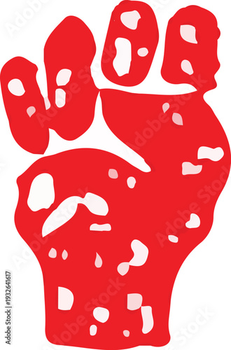 Red fist graphic representing power and resistance