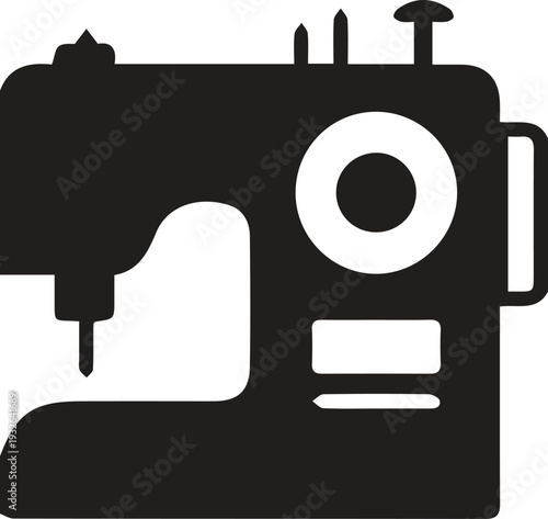 Simple black sewing machine icon for crafting and tailoring