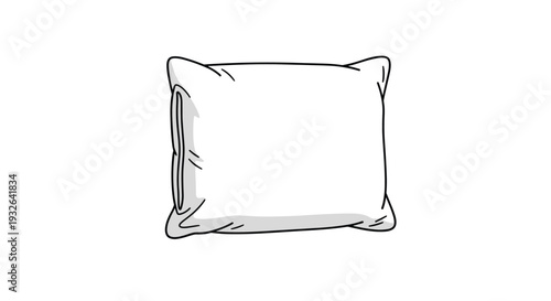 Simple white bed pillow with soft folds and shadows isolated on a clean white background suitable for sleep and comfort themes.