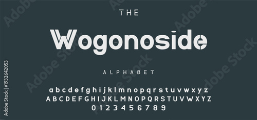 Digital modern alphabet font. Creative abstract urban, futuristic, fashion, sport, minimal technology typography.  Simple vector illustration with number