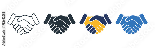 Handshake simple icon flat vector, business deal and agreement symbol, partnership and cooperation line design, minimal vector illustration
