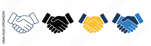 Handshake simple icon flat vector, business deal and agreement symbol, partnership and cooperation line design, minimal vector illustration
