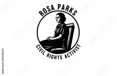 Rosa Parks Civil Rights Silhouette Sitting, Historical Social Justice Vector Sticker, Human Rights Activism Illustration