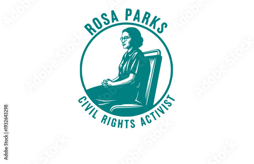 Rosa Parks Civil Rights Silhouette Sitting, Historical Social Justice Vector Sticker, Human Rights Activism Illustration
