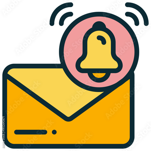 envelope message mail send receive bell alert notification filled outline icon